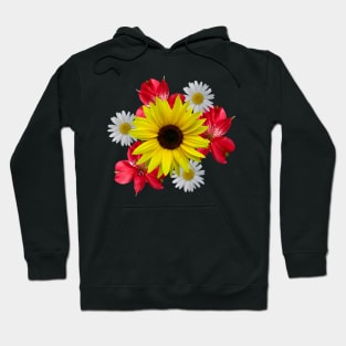 sunflower, daisies, bunch of flowers, red bloom Hoodie